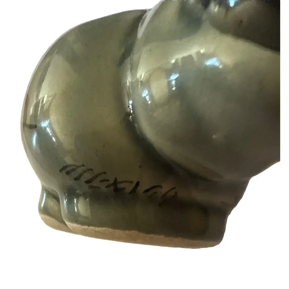 Vintage RS Mexico Ceramic Hippo Planter Figurine Hand Painted Folk Art